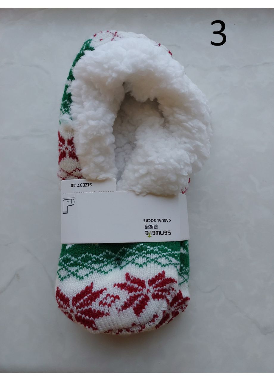 Комбинированные теплые тапочки-носки со стопперами новогодние новогодние (362135733)