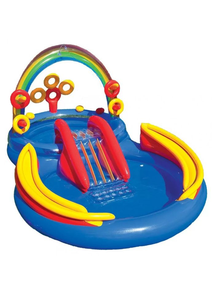 Дитячий надувний ігровий центр "Веселка" 57453 з гіркою Intex (363202368)