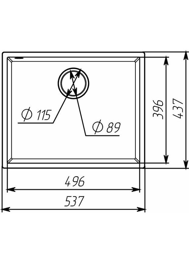 Гранитная мойка для кухни OASIS 5444 матовая Темная скала Valeso (358058990)