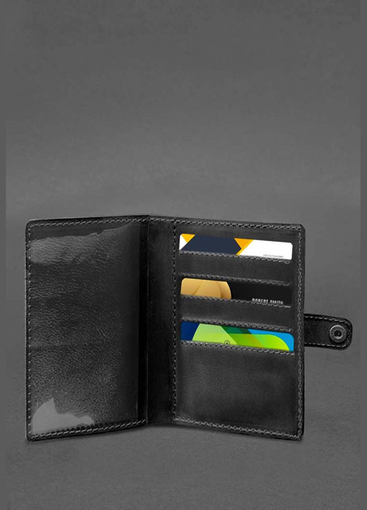 Шкіряна обкладинка-портмоне для військового квитка 15.0 чорна Crazy Horse (A-027880) BlankNote (329186868)