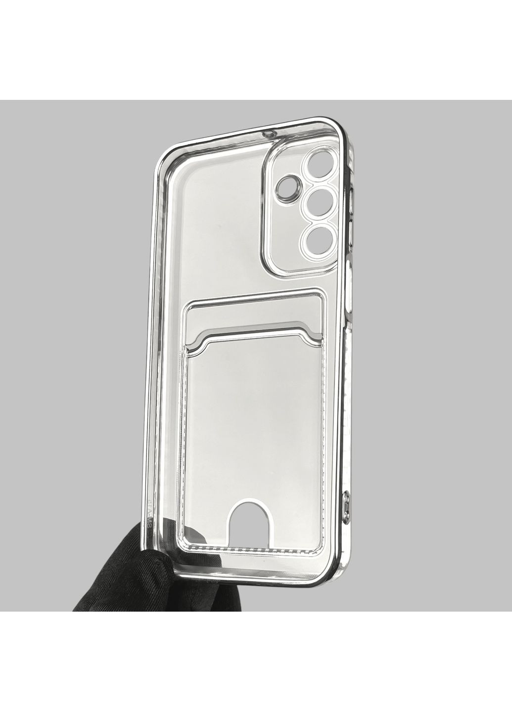 Чехол для Galaxy M15 (SM-M156) с серебряной окантовкой с карманом для карт на самсунг м15 серебряный Samsung (366018967)