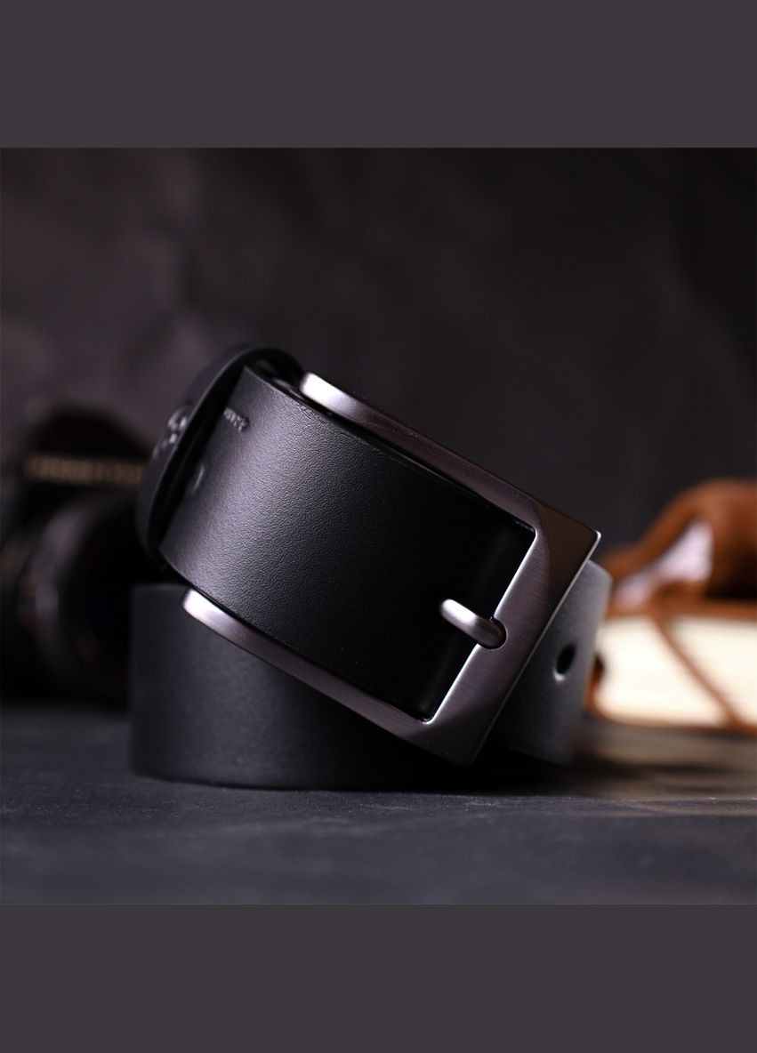 Стильный пояс под брюки для мужчин из натуральной кожи 11690 Черный Grande Pelle (337353299)