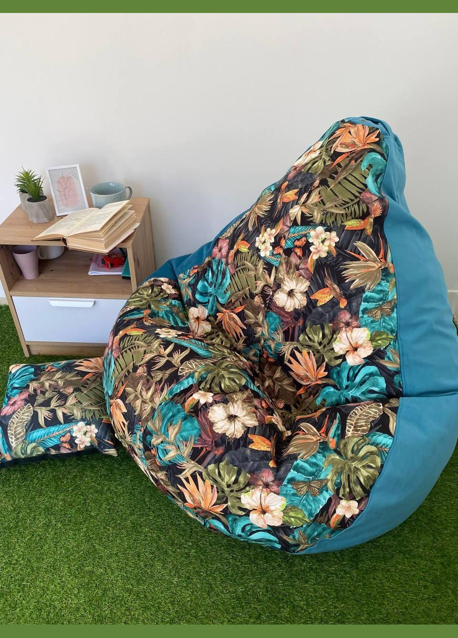 Кресло - мешок груша, MEGA XXXL - 160х120 Florida Emerald+Mg Asteria D2 SkyPuff (361257523)