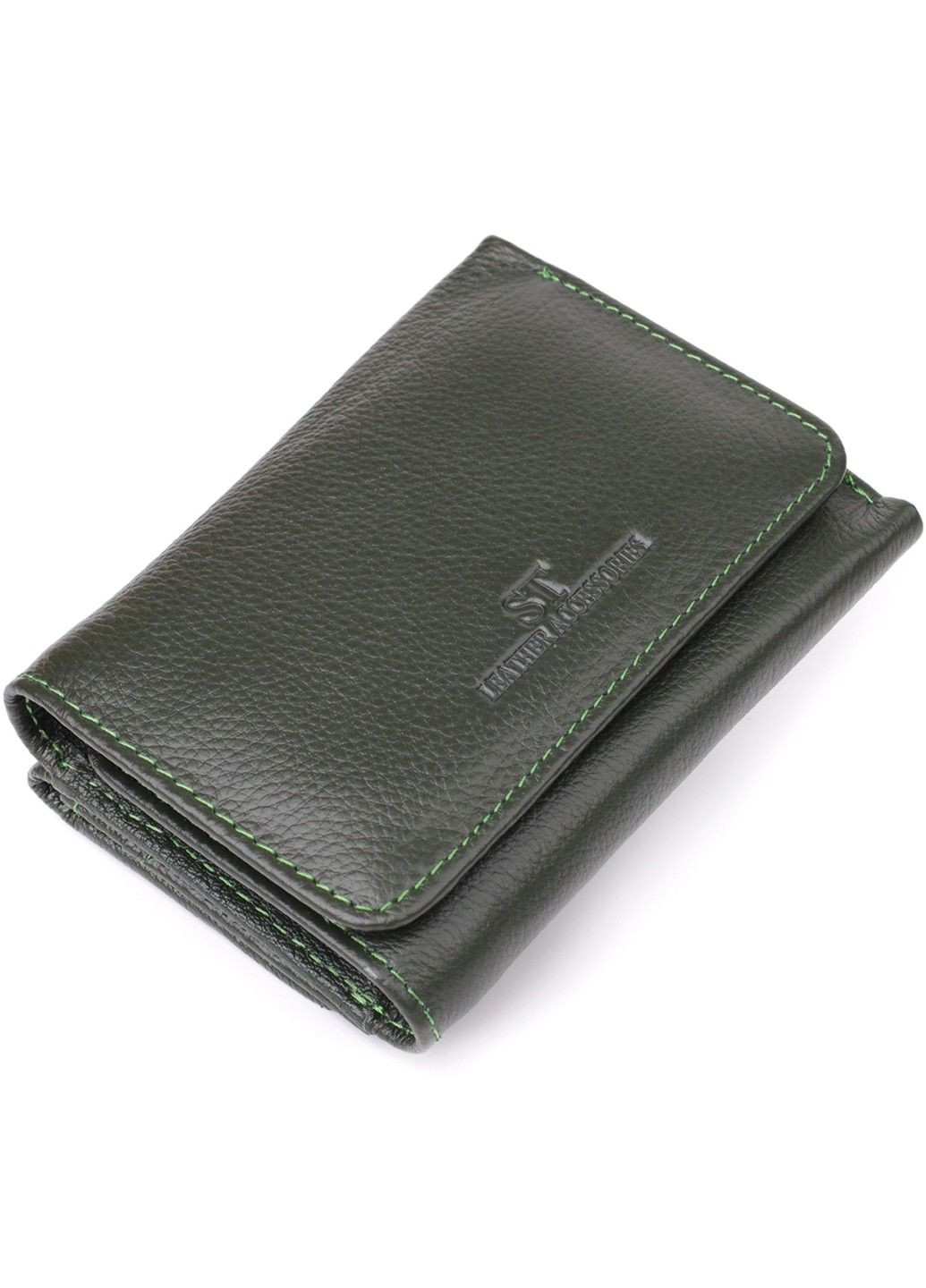 Маленький гаманець зручного формату із натуральної шкіри 23076 Зелений st leather (330359566)
