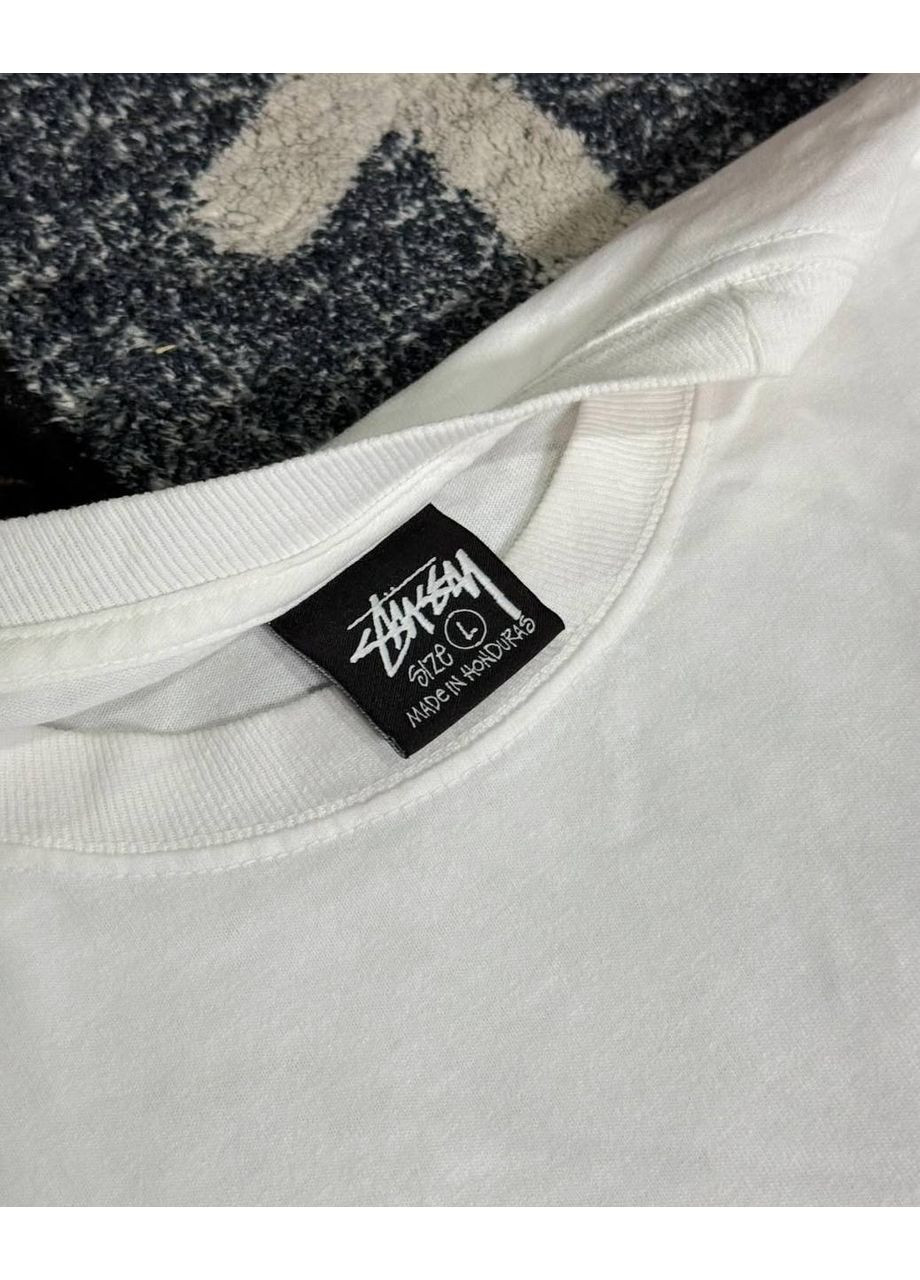 Біла футболка чорна, біла з красивим переднім принтом в стилі stussy No Brand