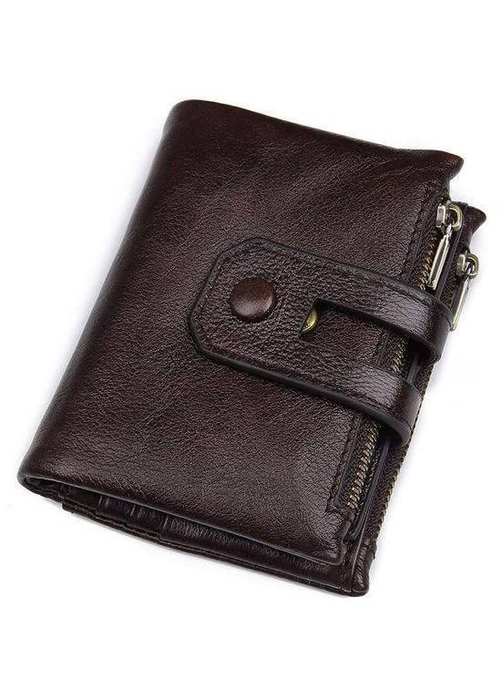 Кошелек кожаный мужской с монетницей тройного сложения коричневый (sku_14602) No Brand (327820091)