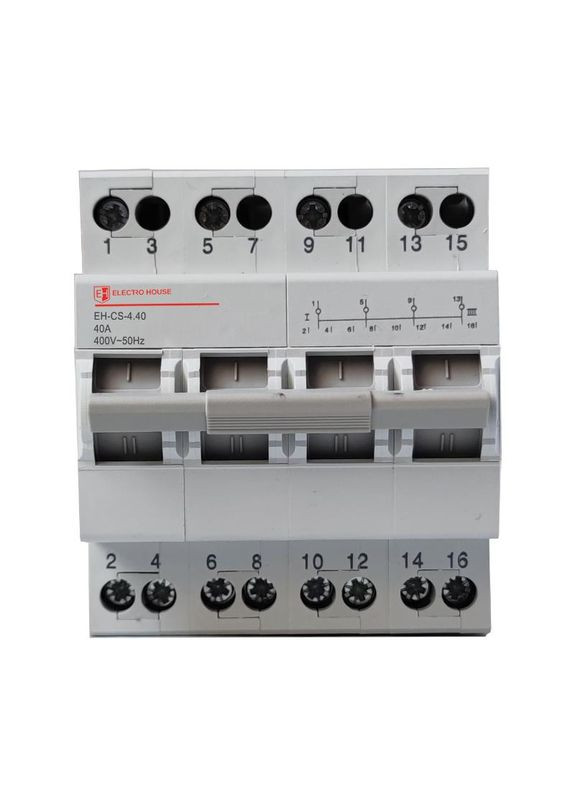Вимикач перекидний I-0-II 4Р 40 А Electro House (365877982)