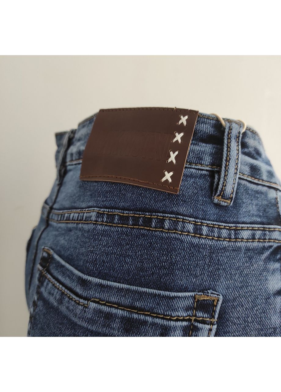 Джинсы женские прямые большой размер стрейч палаццо 34 синие 8848 - (350349618)