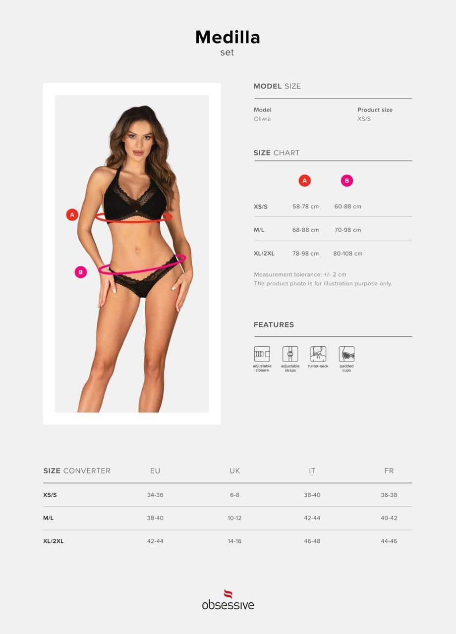 Чорний демісезонний комплект medilla 2-pcs set xl/2xl Obsessive