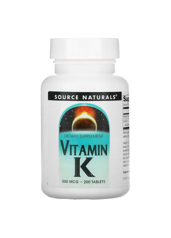 Витамины и минералы Vitamin K 500 mcg, 200 таблеток Source Naturals (322208402)