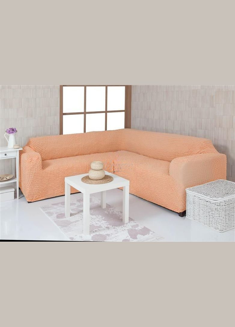 Чохол на кутовий диван без оборки 08-227 Персиковий Venera (268547803)
