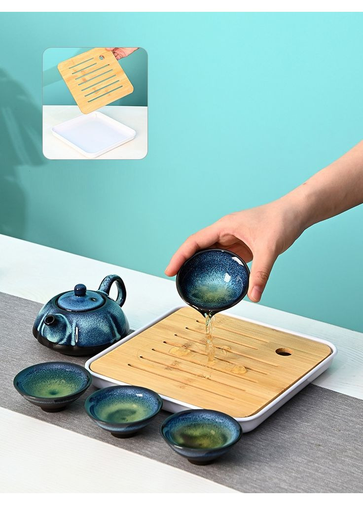 Дорожный набор для чайной церемонии Небесный Глаз на 4 персоны с чабанью 10 предметов No Brand (368717510)