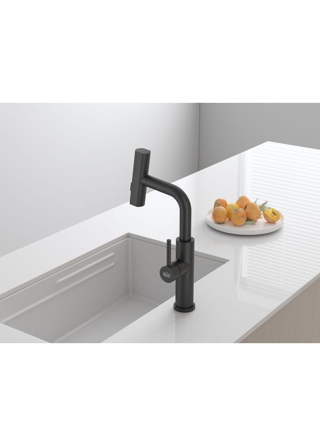 Змішувач на кухню водоспад з висувною лійкою Nett LB-35 (352261597)