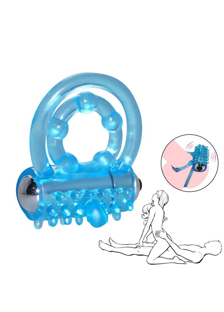 Эрекционное кольцо двойное на пенис Stay Hard 3 с вибратором для клитора и фиксатором мошонки No Brand (303908672)