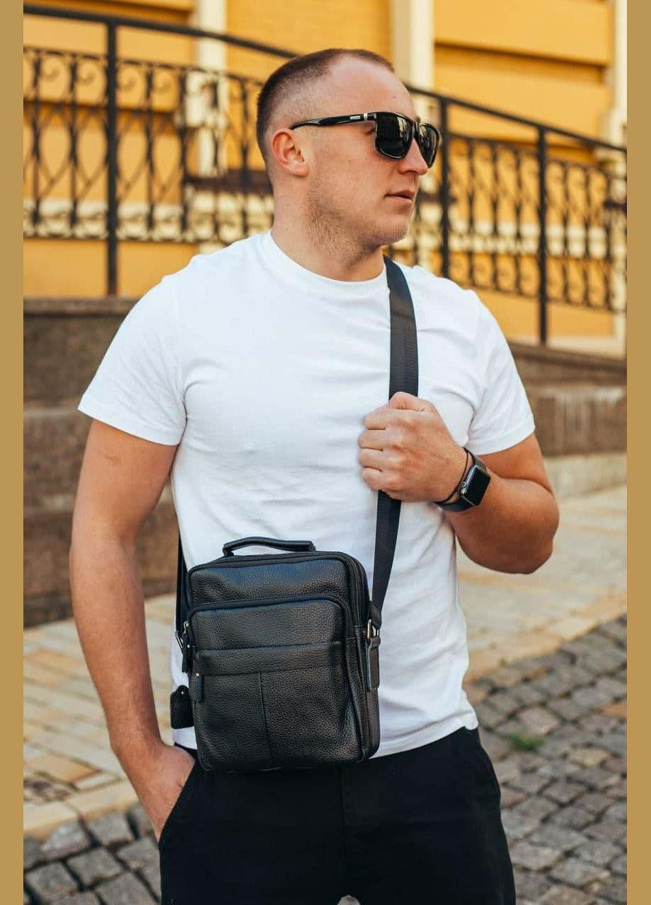 Сумка чорна чоловіча з натуральної шкіри DF-53367 Bexhill (305577627)