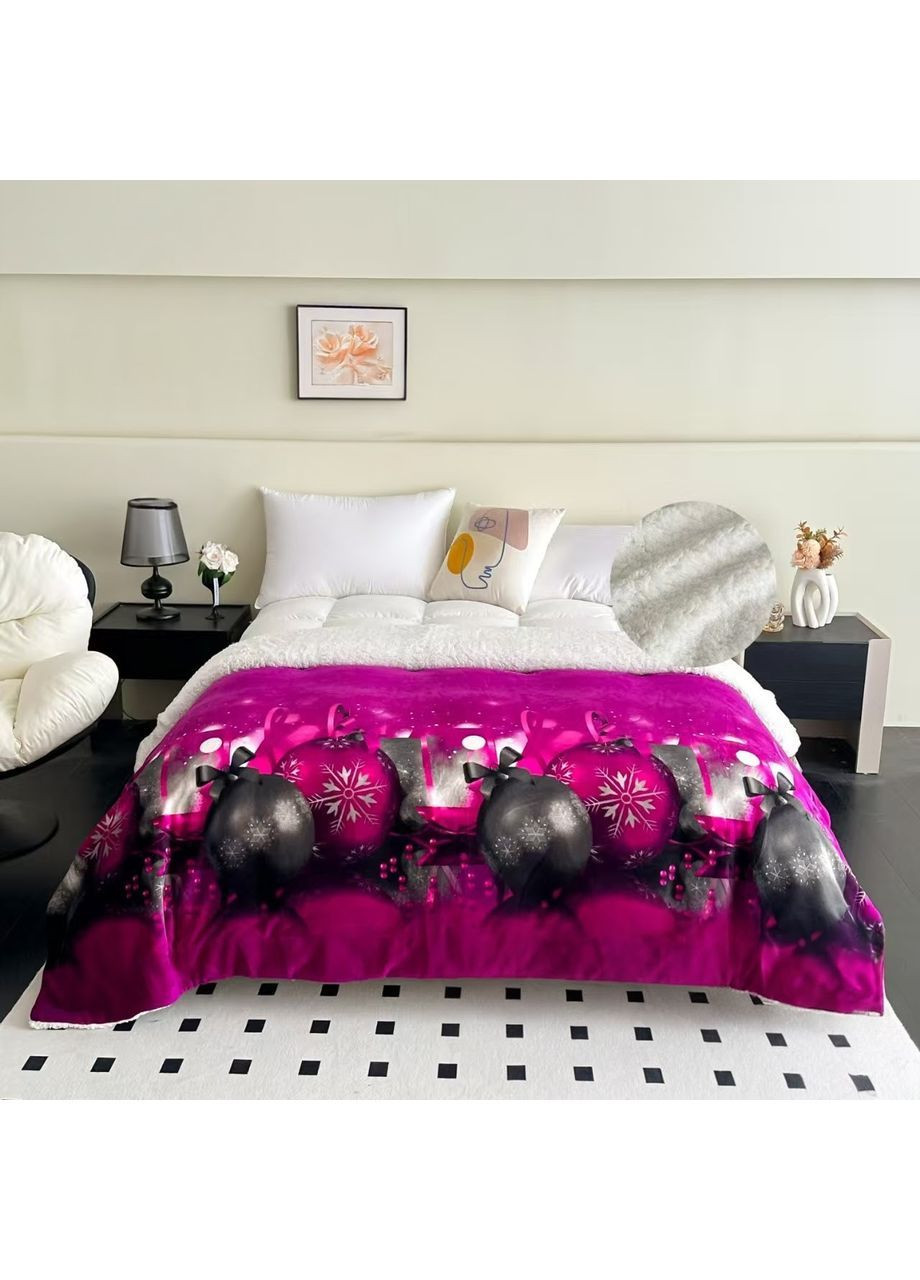 Теплый мягкий плед – покрывало Новогоднее на овчине Евро размер 200x220 см + Подарочная сумка Colorful Home Покривала Новорічні на овчині (364507524)