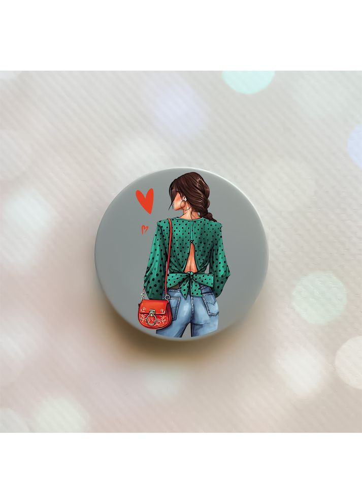 Тримач для смартфона / планшета попсокет Popsocket Сірий:: Дівчина в зеленому (принт 224) Creative (360665835)