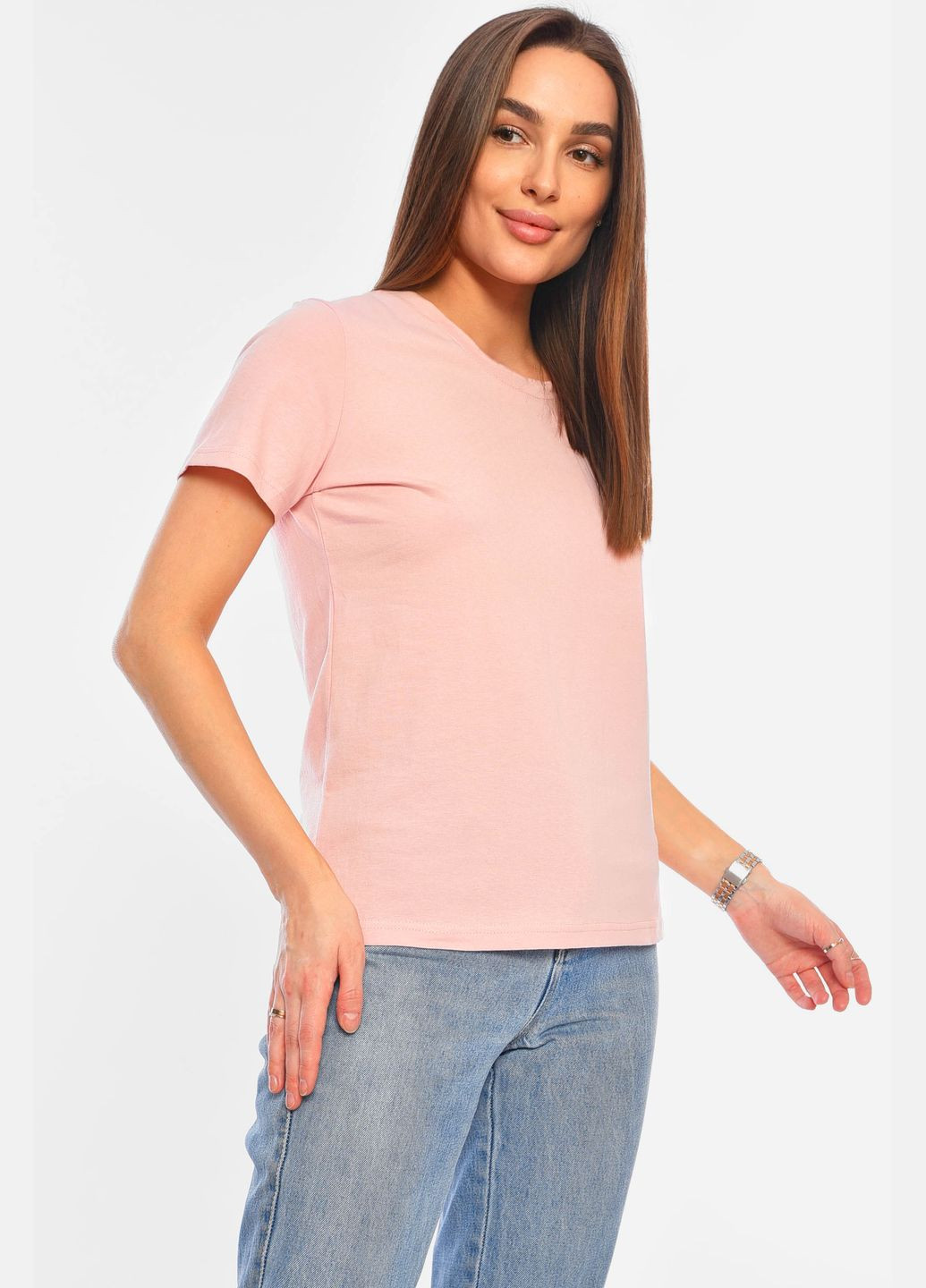 Футболка жіноча пудрового кольору Let's Shop - (323201843)