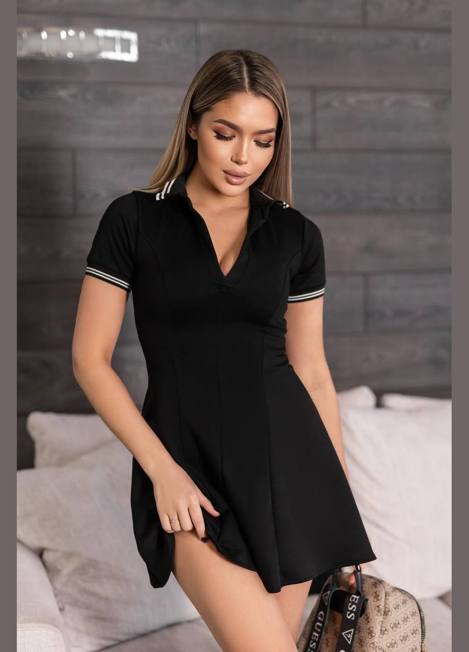 Черное повседневный, кэжуал, джинсовое платье женское поло No Brand однотонное