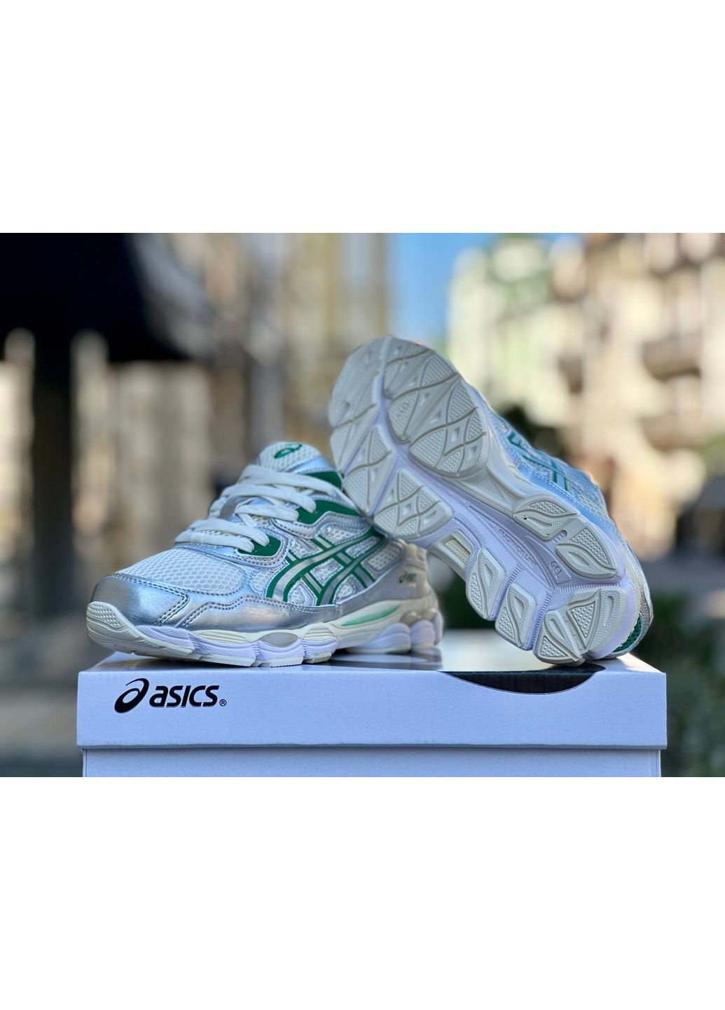 Серые демисезонные кроссовки мужские asics gel nyc kale cream green асикс гель нюк No Brand