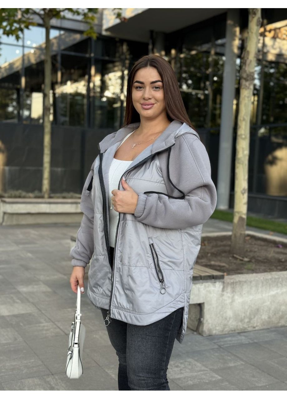 Жіноча куртка-кардиган сiрого кольору 34849 Fashion (362211355)