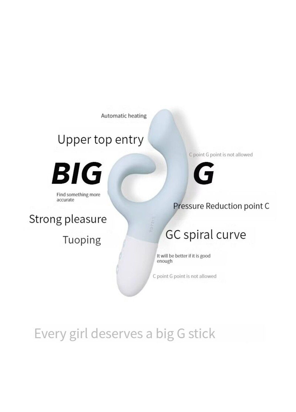 Вибратор кролик Big G для точки G изогнутый отросток автоматический подогрев KisToy (298349548)