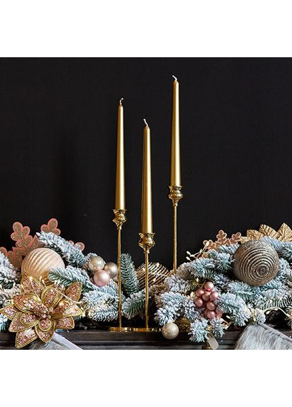 Набір свічок столових золото 6 шт, 25х2.5см Home Decor (366870998)