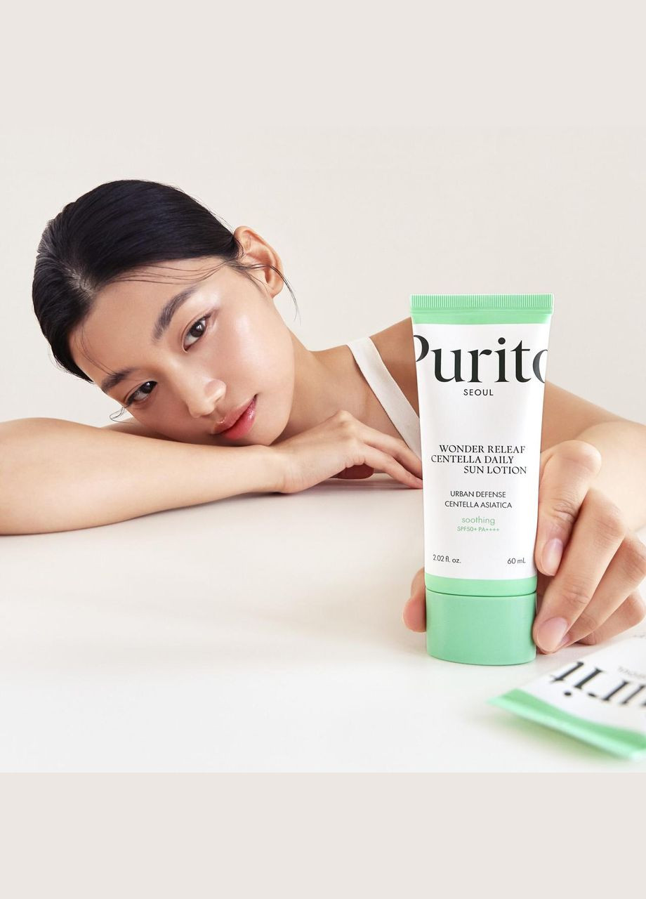 PURITO Солнцезащитный лосьон с центеллой Seoul Wonder Releaf Centella Daily Sun Lotion, 60 мл — Крем, Южная Корея (329999272)