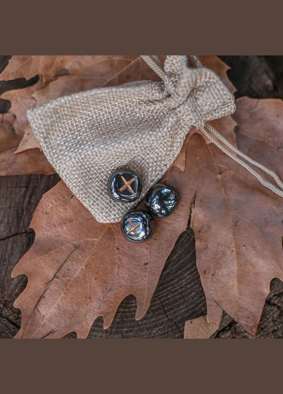 Руна Талисман Гебо из натурального камня Гематит d-17х10мм+- (цена за 1шт) No Brand руни (304426683)