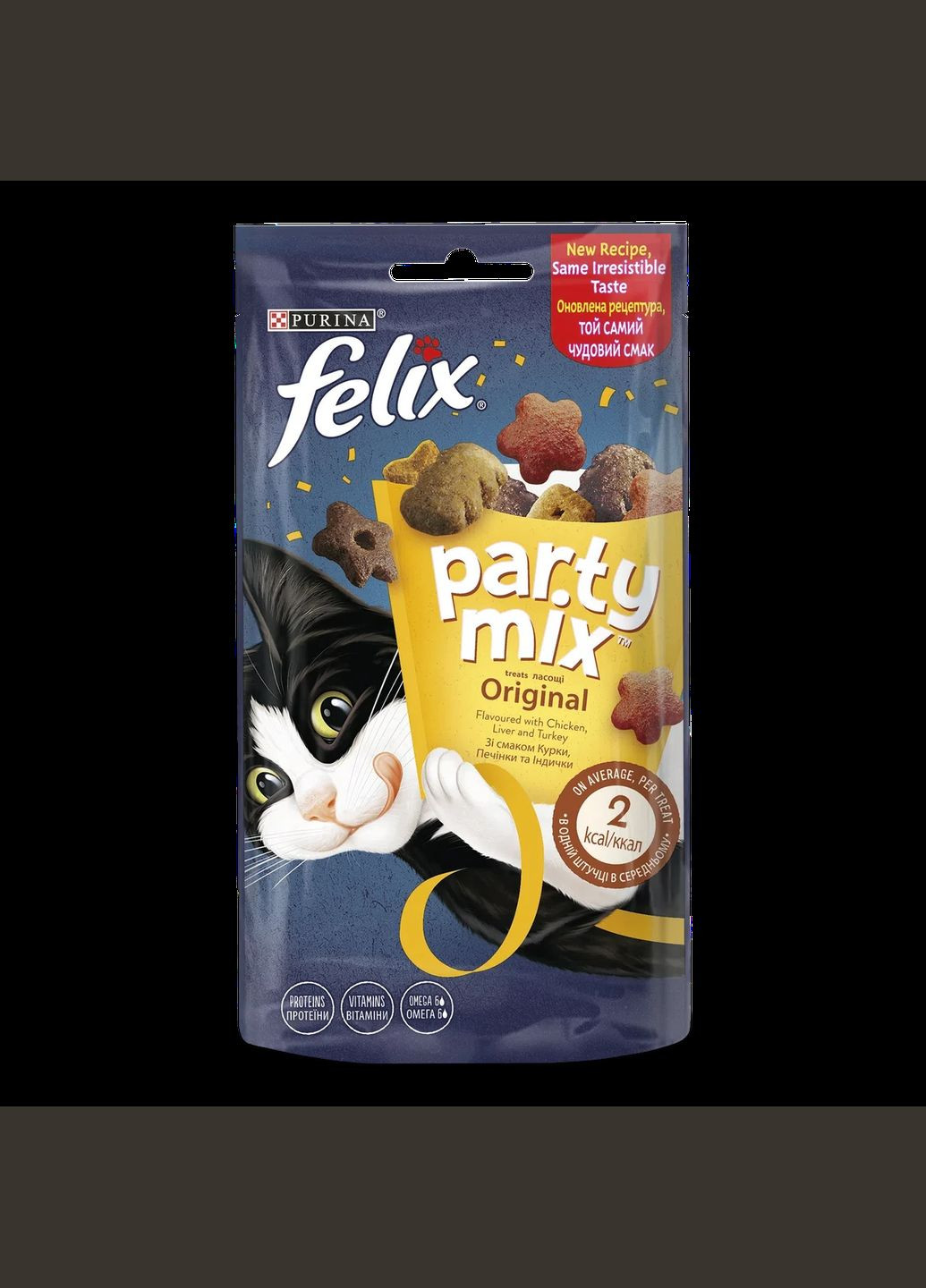 Ласощі для котів Felix Party Mix Оріджинал Мікс зі смаком курки, печінки та індички, 60 г, 1 пачка Purina (342374123)