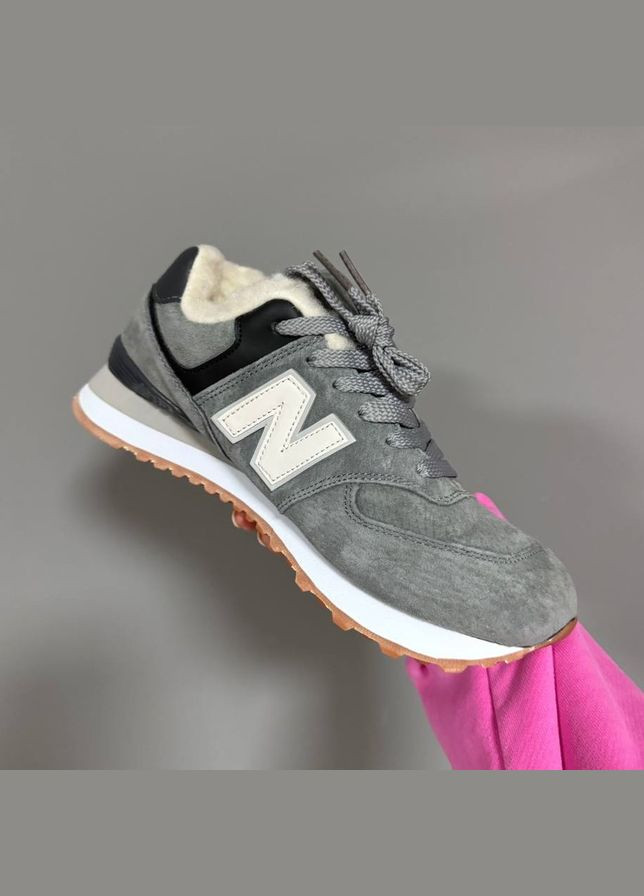 Кросівки зимові жіночі New Balance 574 winter gray white fur | Нью Беланс 574 сірі білі з хутром No Brand сірі зими (308360742)