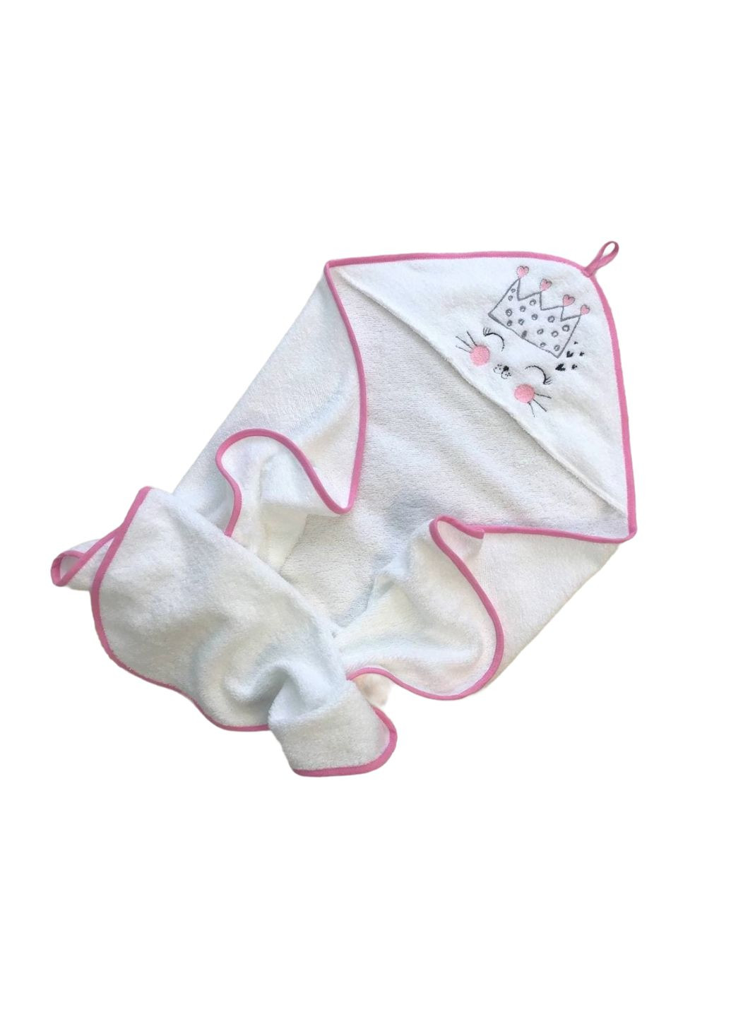 Махровое полотенце "Котик" Moontime однотонный белый