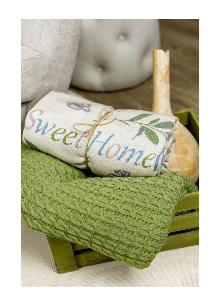 Плед вязаный Косы травяной ТМ Прованс (367726760)