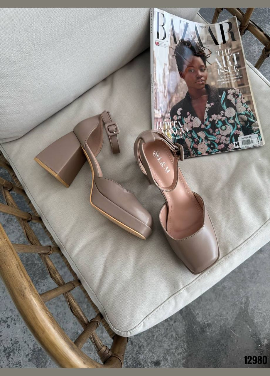 No Brand Туфли "Caffè Mokka" из эко-кожи на каблуке | 36–40 серо-бежевый з, — (332608020)