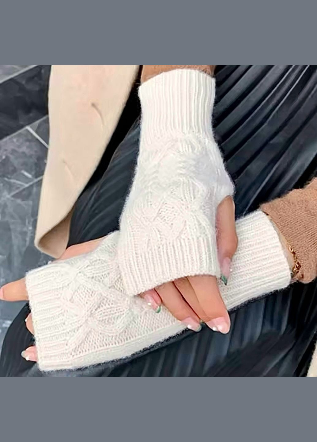 Рукавиці Мітенки без пальців "В'язані" No Brand Мітенки (314455223)