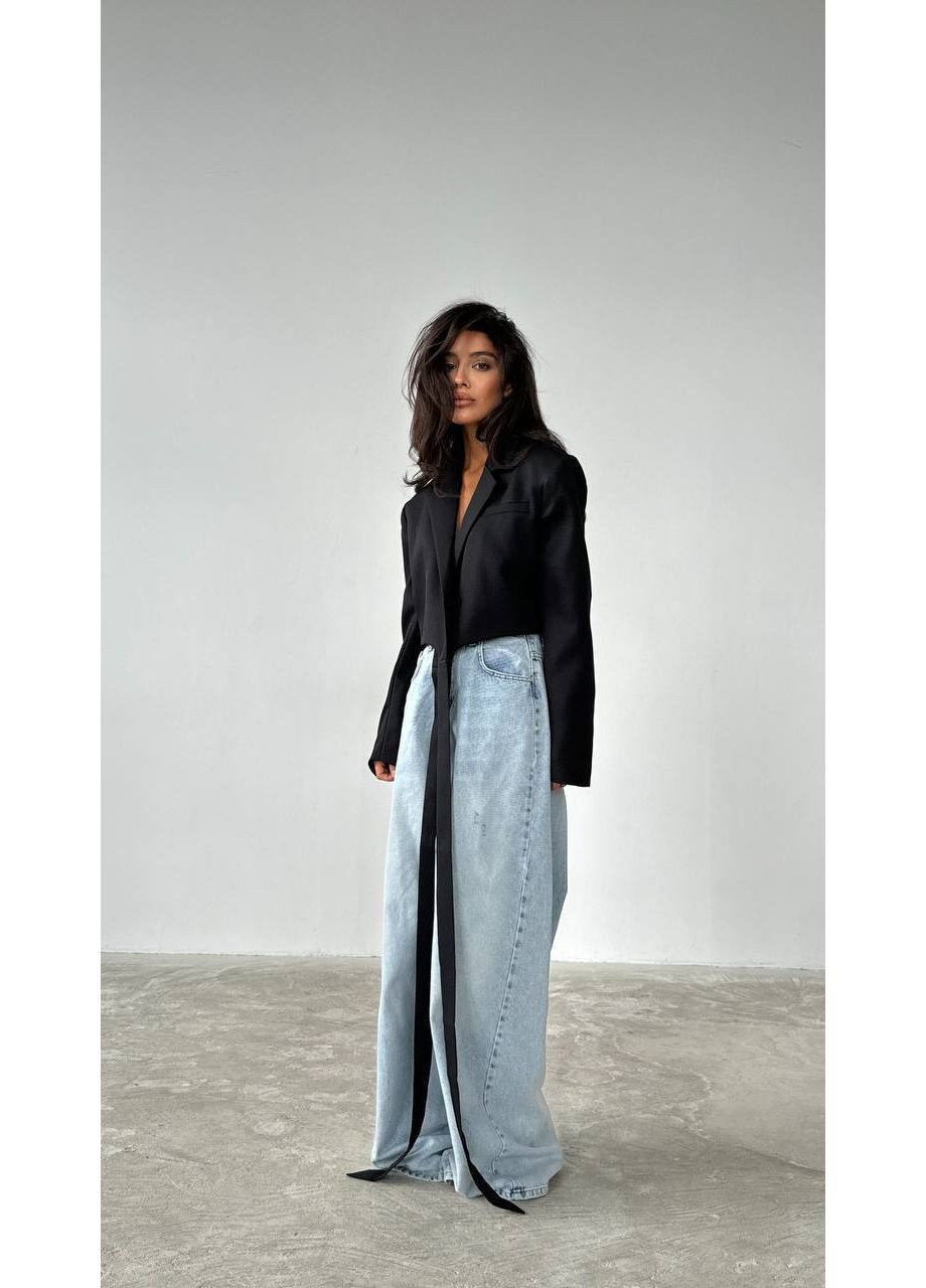 Женский укороченный пиджак на завязках No Brand Р4959-443 (351856878)