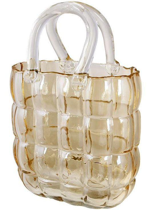Ваза для квітів скляна "Жіноча Сумочка" 18х9х28см, скло кольору прозорий бурштин Bona (372171007)