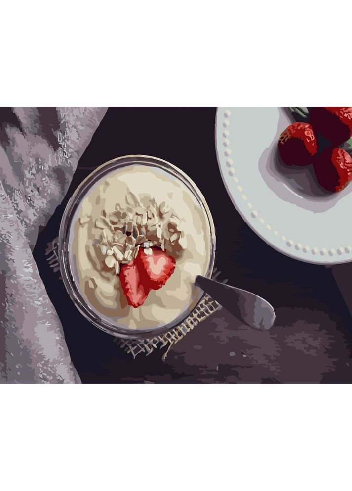 Картина по номерам ПРЕМИУМ Йогурт с клубникой размером 40х50 см (GS258) Strateg (362501192)