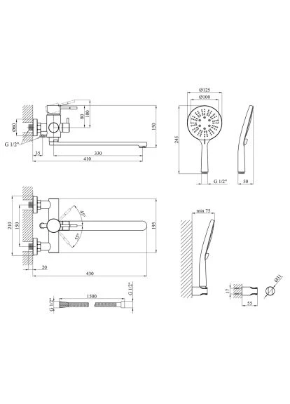 Смеситель Edelstahl Klassisch-SCH070 + смеситель Edelstahl Klassisch-SCH010 (CVS30149) Kroner Edelstahl Klassisch-SCH070 + змішувач Edelstahl Kl (382688847)