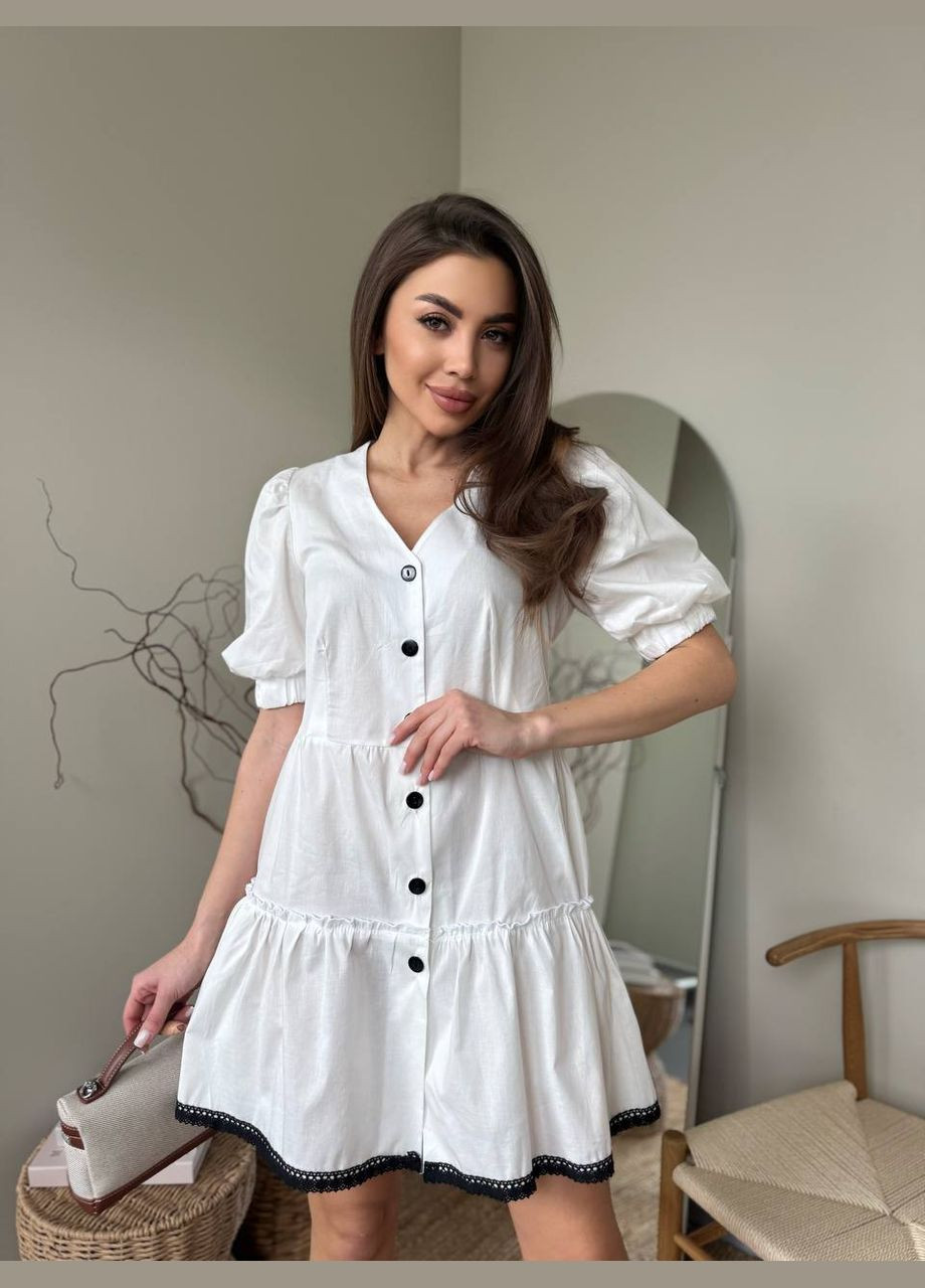 Белое пляжное, кэжуал, коктейльное, вечернее женское платье клеш FINO Mode