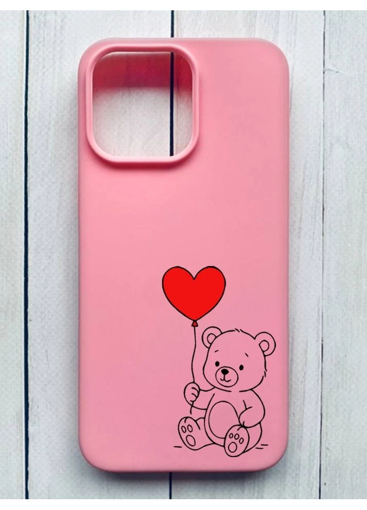 Матовий чохол на iPhone 15 Pro Max Рожевий Ведмежатко з сердечком (принт 431) Creative (403246663)