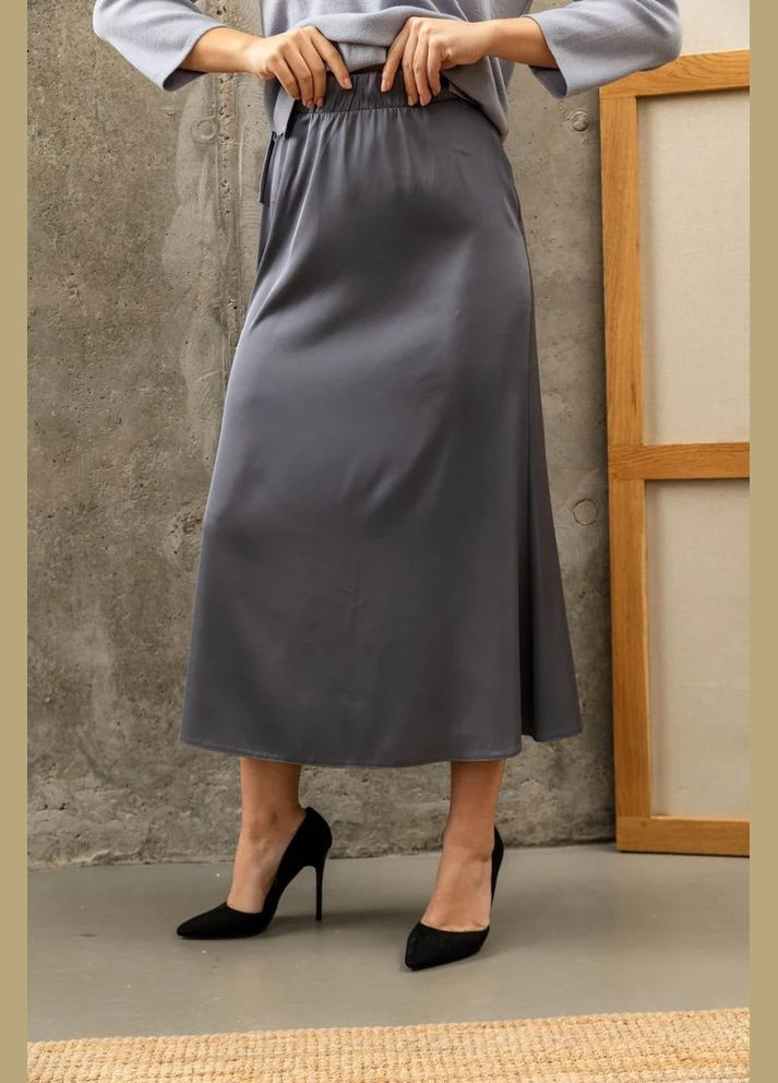 Графитовая кэжуал однотонная юбка Seventeen годе