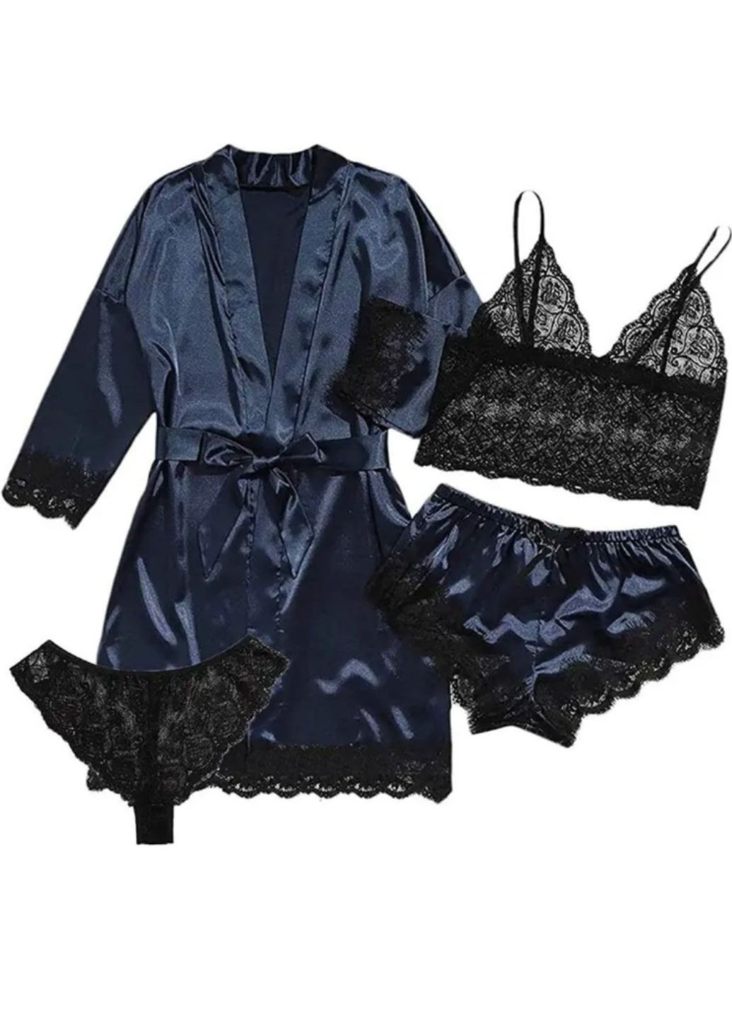 Синя всесезон жіночий піжамний комплект для дому та сну four good friends (1996-44-01) майка + шорти Macarena