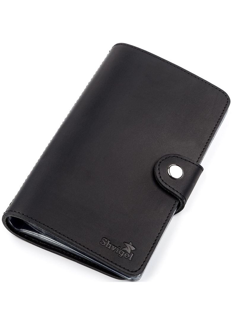 Візитниця велика 13905 шкіряна Чорна Shvigel (331906351)