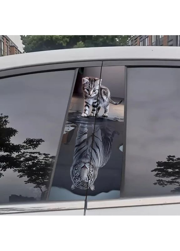Наклейки на стойки дверей авто 3D TUNING STUDIO Котенок тигр 500х220х0.15мм=2штуки No Brand (363058205)