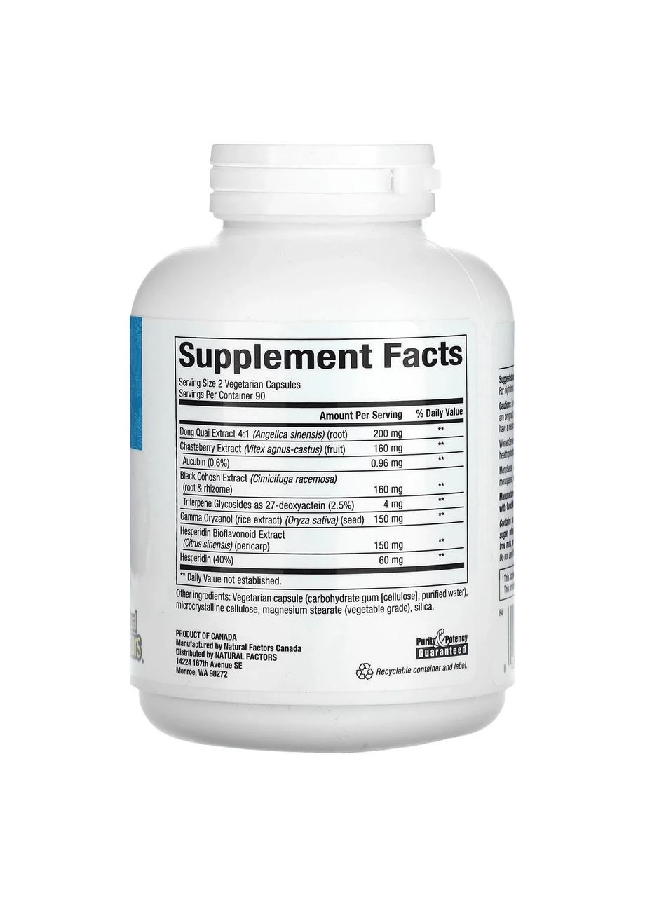 Підтримка при менопаузі, WomenSense, MenoSense, Menopause Formula,, 180 вегетаріанських капсул Natural Factors (364688795)