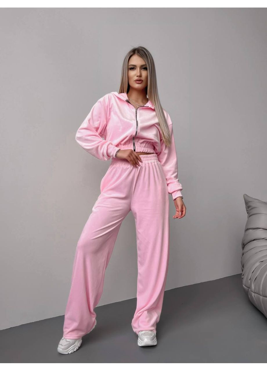Костюм велюр преміальний Туреччина кофта укорочена та штани Україна (353309072)