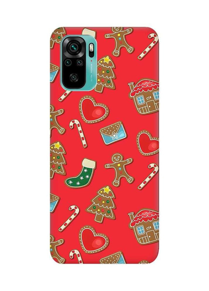 Матовый чехол на Xiaomi Redmi Note 10 / Note 10s Рождественский фон (новогодний принт 181) Creative (362966439)