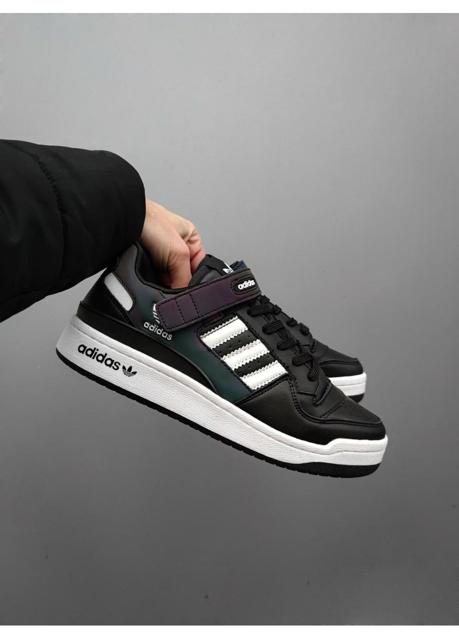 Черные демисезонные кроссовки мужские adidas forum low black white v2 адидас форум No Brand