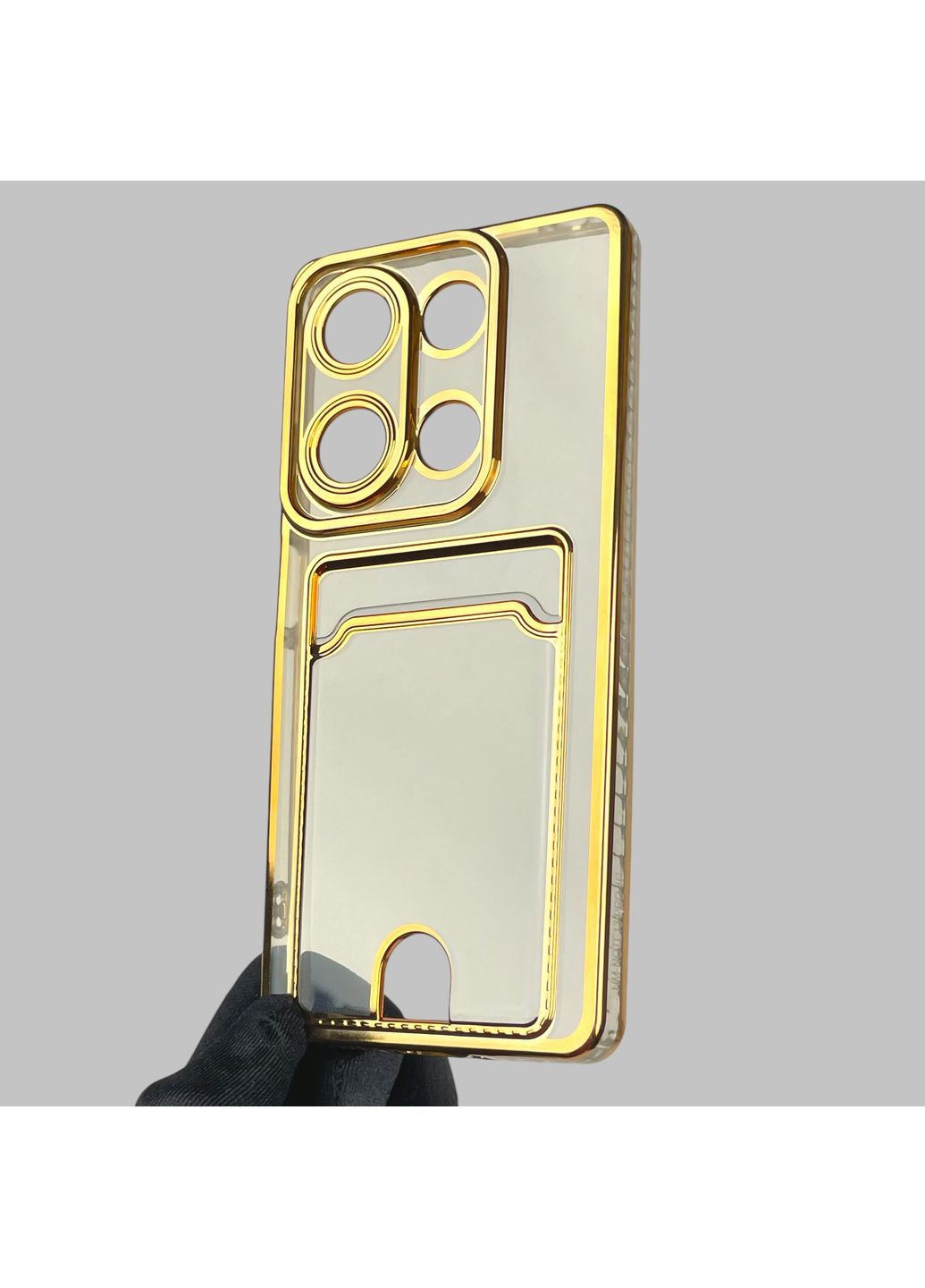 Чохол для Redmi Note 13 Pro 4G із золотою окантовкою з кишенькою для карток на сяомі редмі нот 13 про 4г золотий Xiaomi (366023339)